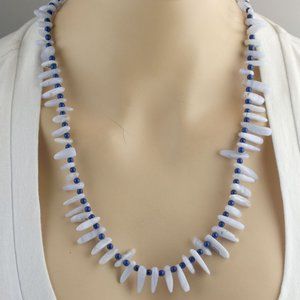 Blue Lace Agate & Lapis Necklace Set